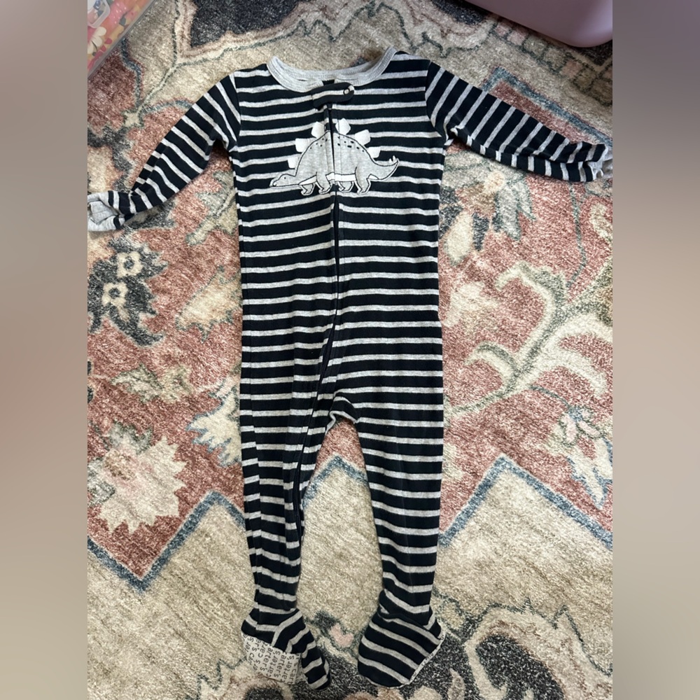Carter's Navy and Gray Striped Dinosaur Pajama Bottoms